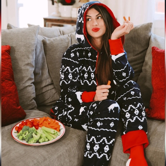 NWT!! Tipsy Elves, Women's Blue Reindeer Jumpsuit, NEW! - $89.95 - Picture 5 of 16